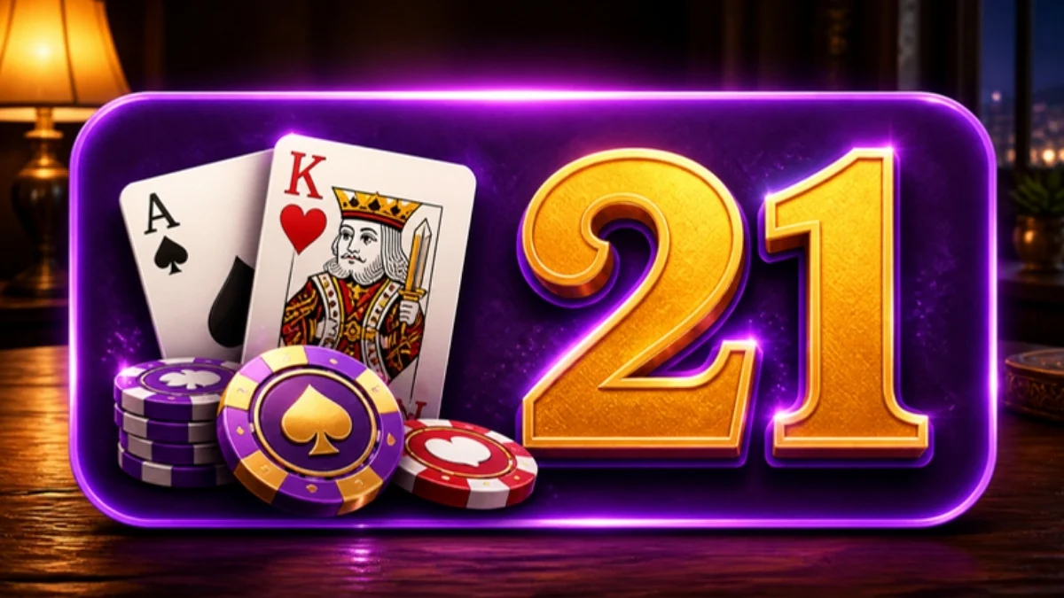 Mesa de 21 com cartas