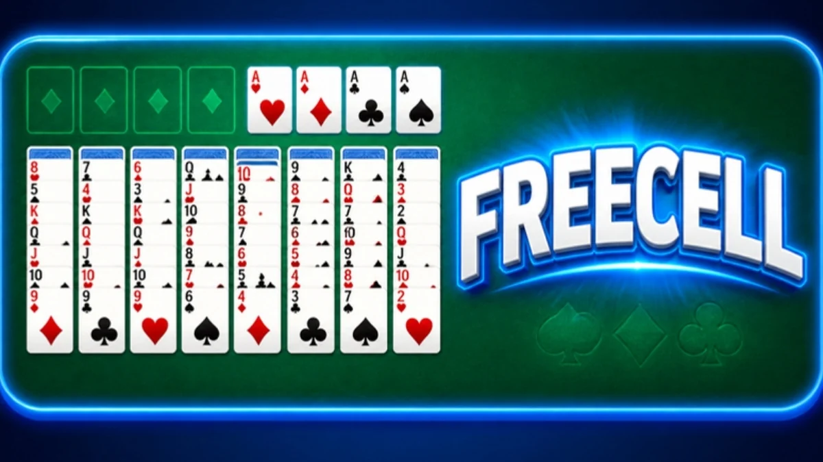 Paciência FreeCell com cartas abertas